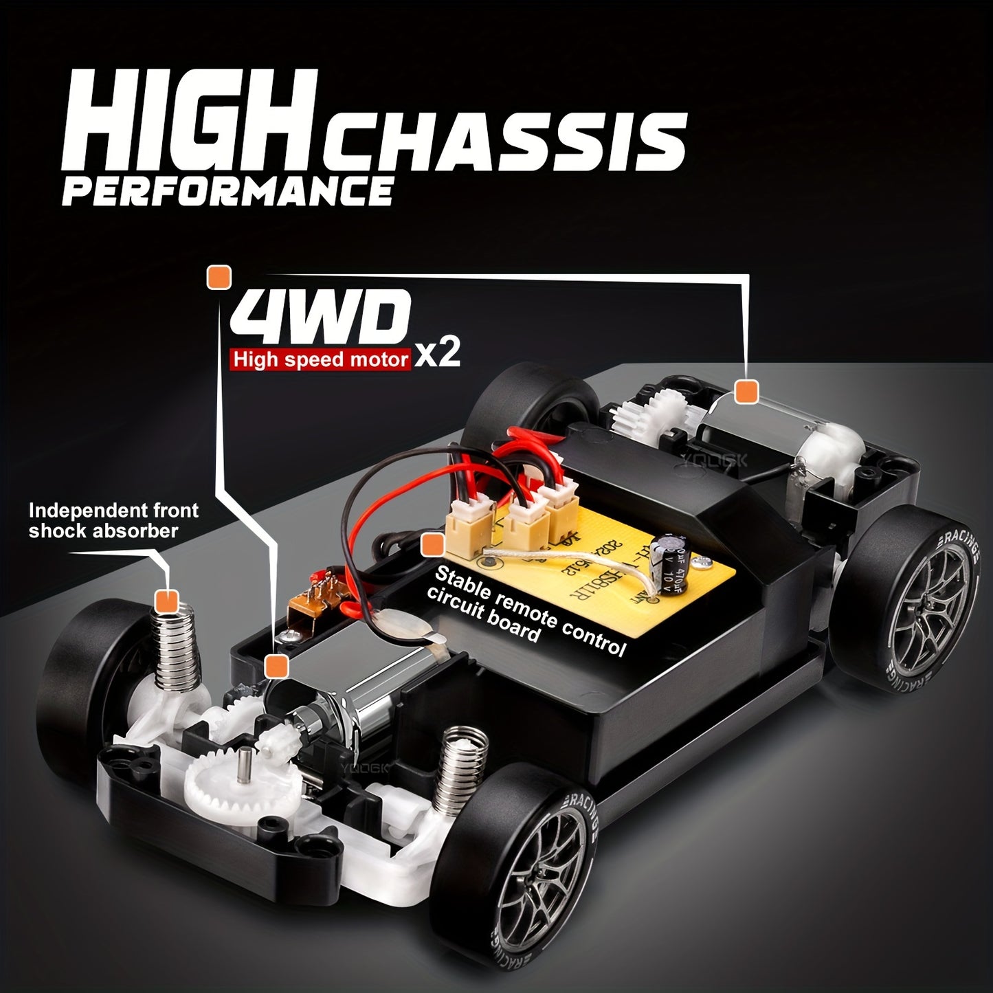 Remote Control Drift Car – 2.4GHz 4WD with LED Lights, Tires & Obstacle Tools | High-Speed RC Car for Kids | Ideal Gift for Birthday, Halloween & Christmas