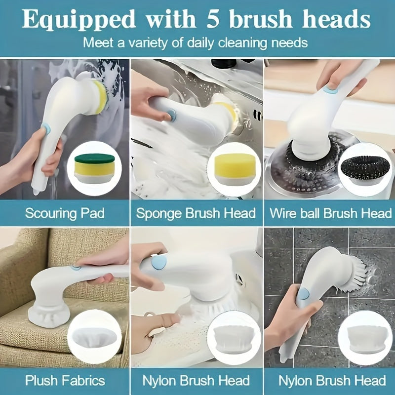 Electric Rotary Brush with 5 Replaceable Brush Heads