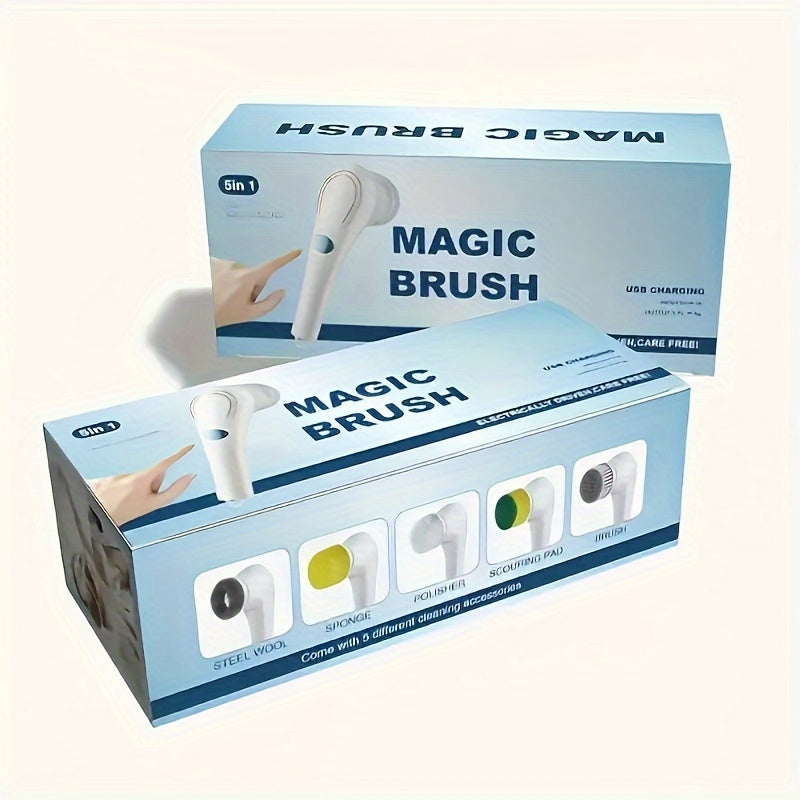 Electric Rotary Brush with 5 Replaceable Brush Heads