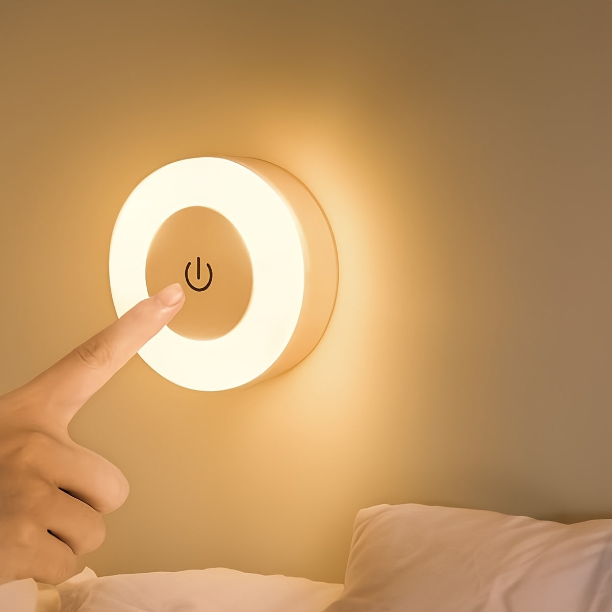 Touch-Activated LED Wall Light – USB Rechargeable | Adjustable Color Temperature | Warm Yellow Light | Modern Indoor Lighting for Bedroom, Living Room & Study