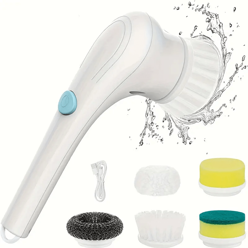 Electric Rotary Brush with 5 Replaceable Brush Heads