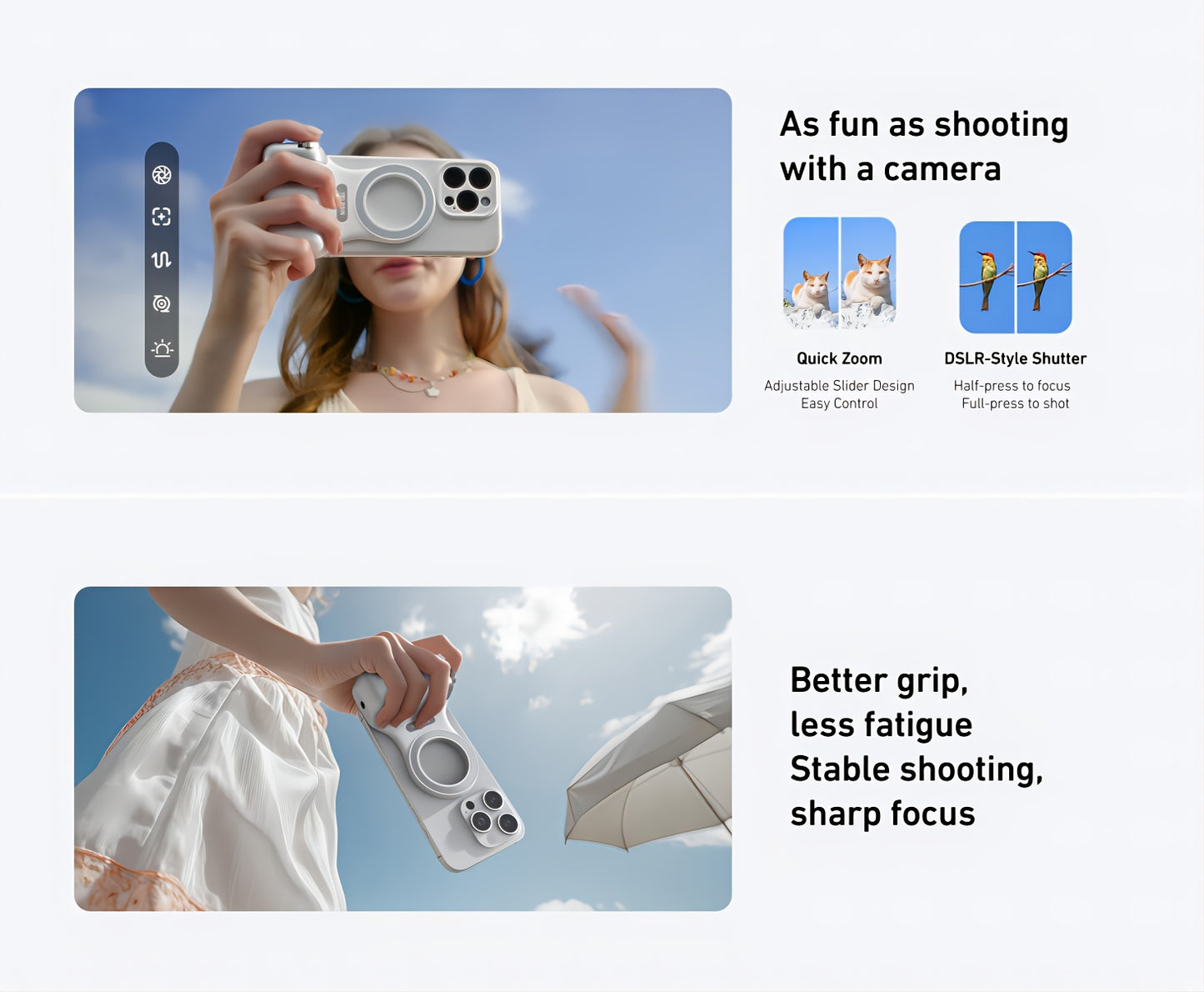 TELESIN Fun Shooting - Magnetic Camera Grip for iPhone and Android