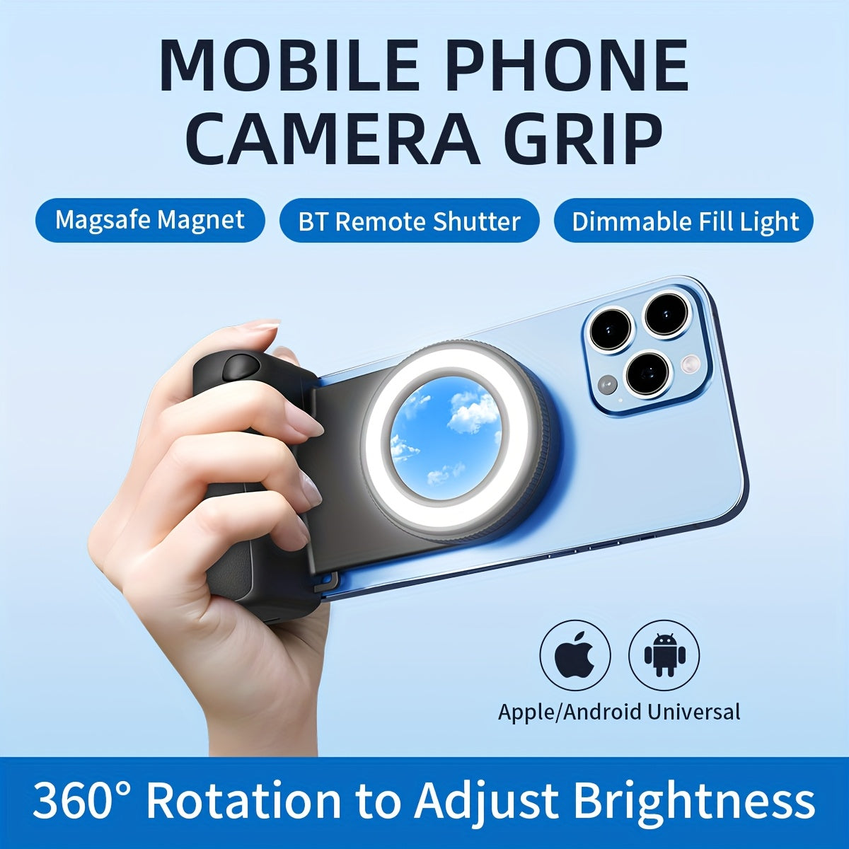 🔥 50% OFF ✨ Maglev Phone Camera Mount 📸 | 1/4'' Copper Thread 🔩 | Built-in Fill Light 💡 + Adjustable Brightness 🔆