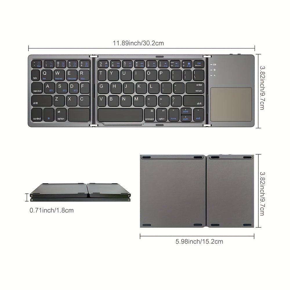 Ultra-Thin Wireless Folding Keyboard with Touchpad