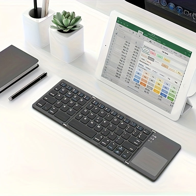 Ultra-Thin Wireless Folding Keyboard with Touchpad