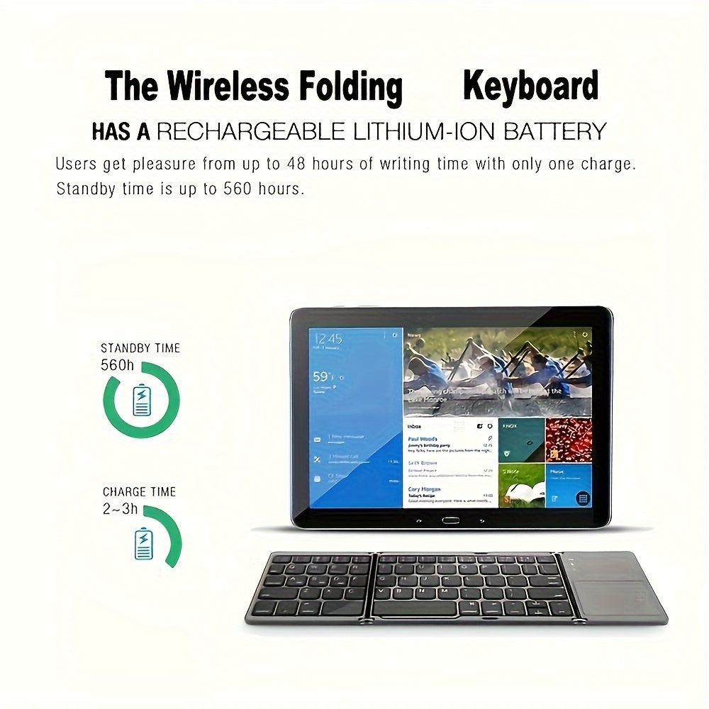 Ultra-Thin Wireless Folding Keyboard with Touchpad