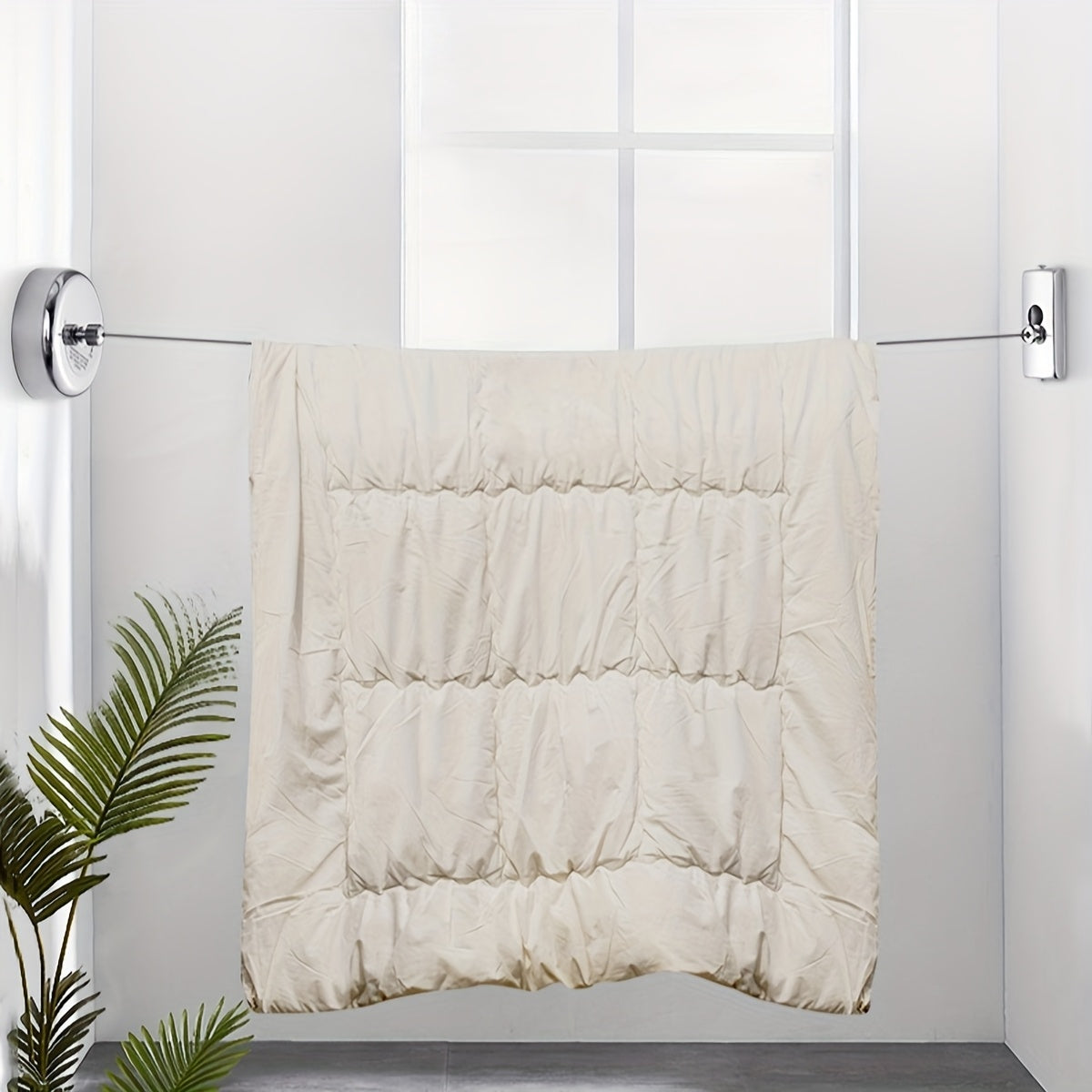 Heavy-Duty Retractable Clothesline – No-Drill, Stainless Steel, Space-Saving Design