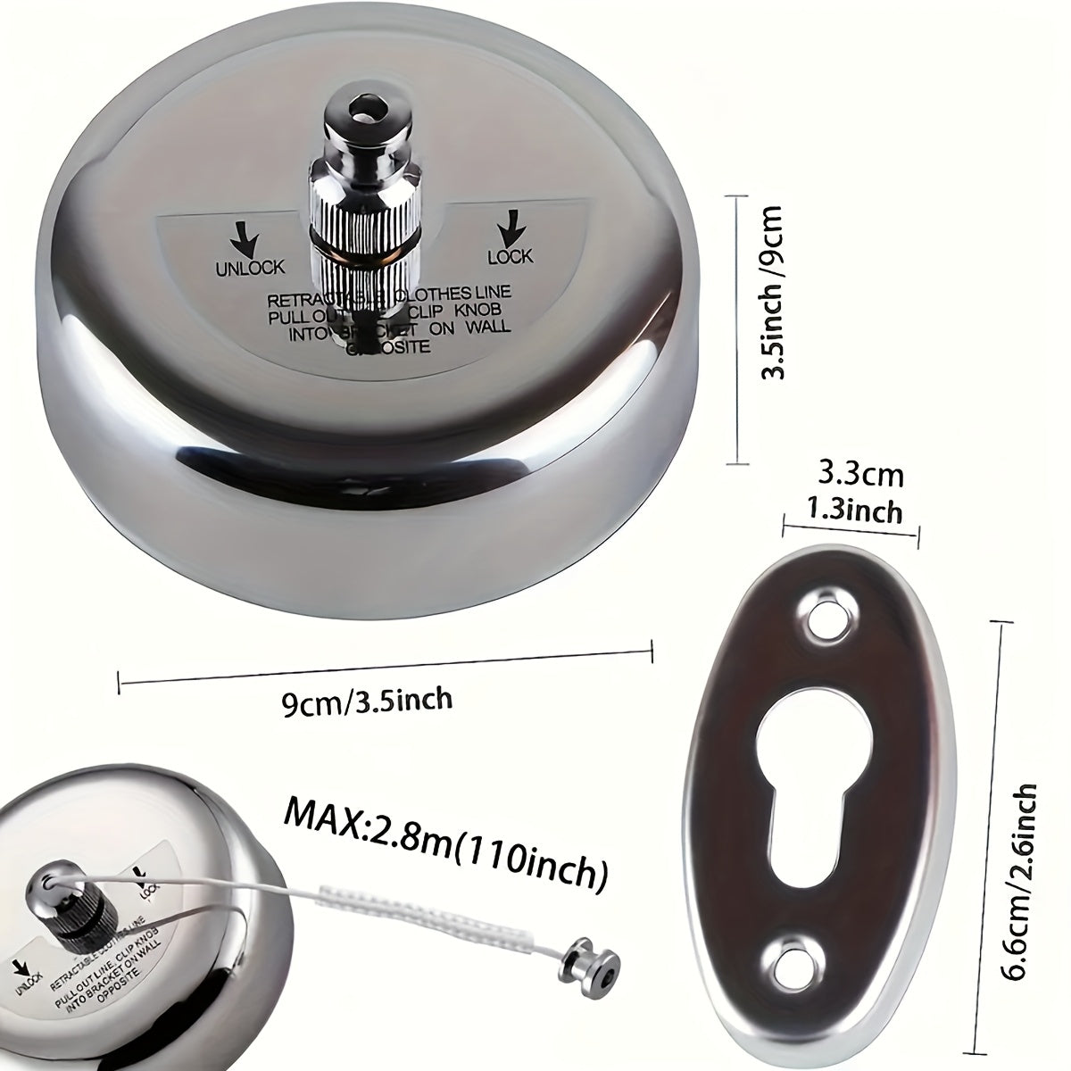 Heavy-Duty Retractable Clothesline – No-Drill, Stainless Steel, Space-Saving Design