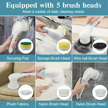 Electric Rotary Brush with 5 Replaceable Brush Heads