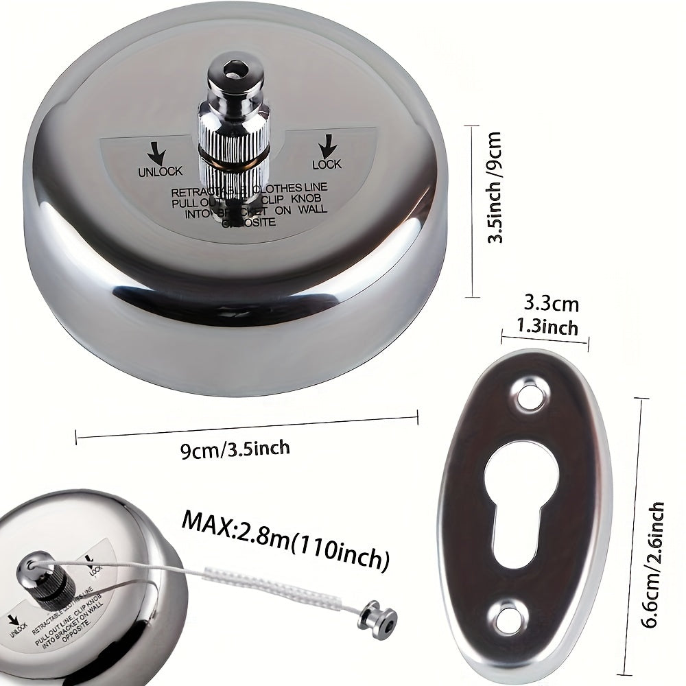 Heavy-Duty Retractable Clothesline – No-Drill, Stainless Steel, Space-Saving Design