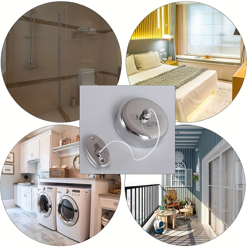 Heavy-Duty Retractable Clothesline – No-Drill, Stainless Steel, Space-Saving Design