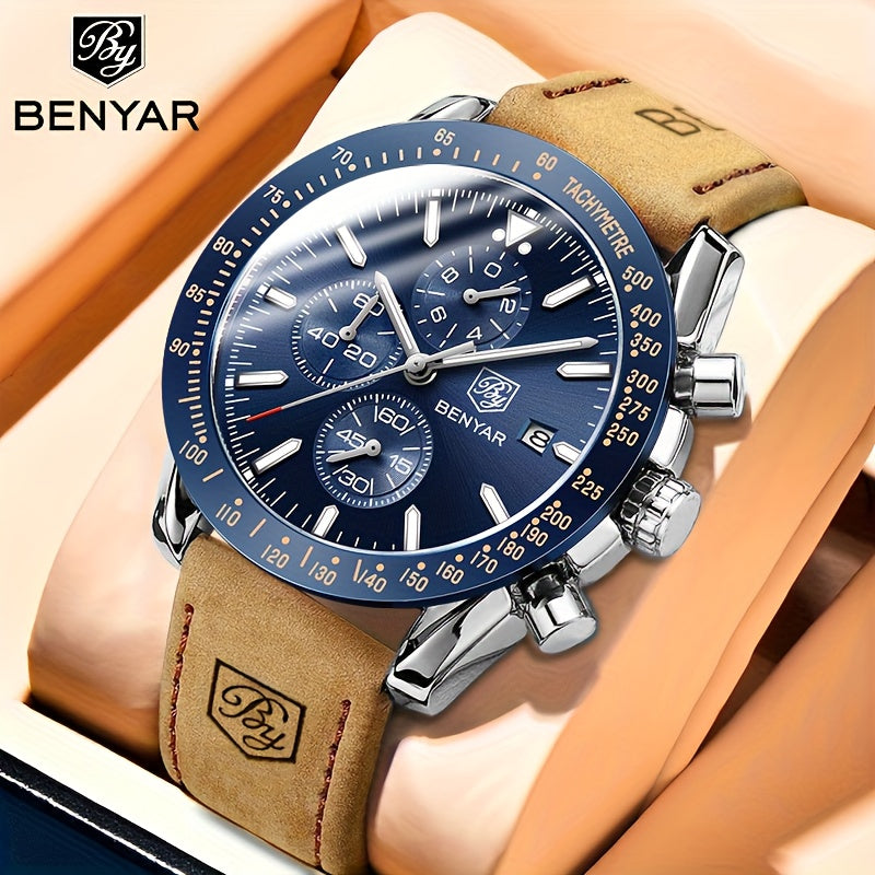 Men Analog Quartz Chronograph Waterproof Luminous Designer Mens Wrist Watches Business Work Sport Casual Dress Watch with Silicone Strap Elegant Gifts for Men