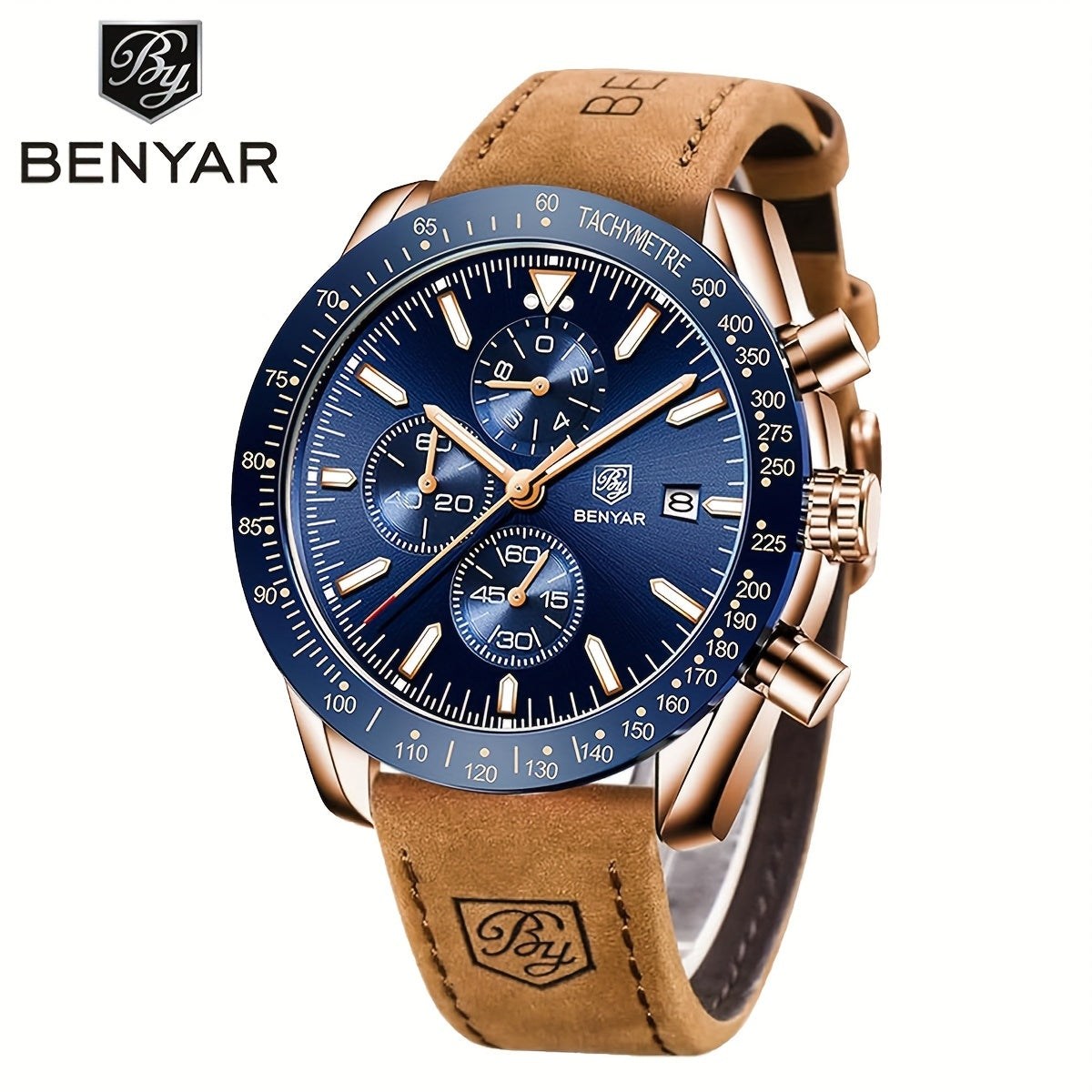 Men Analog Quartz Chronograph Waterproof Luminous Designer Mens Wrist Watches Business Work Sport Casual Dress Watch with Silicone Strap Elegant Gifts for Men
