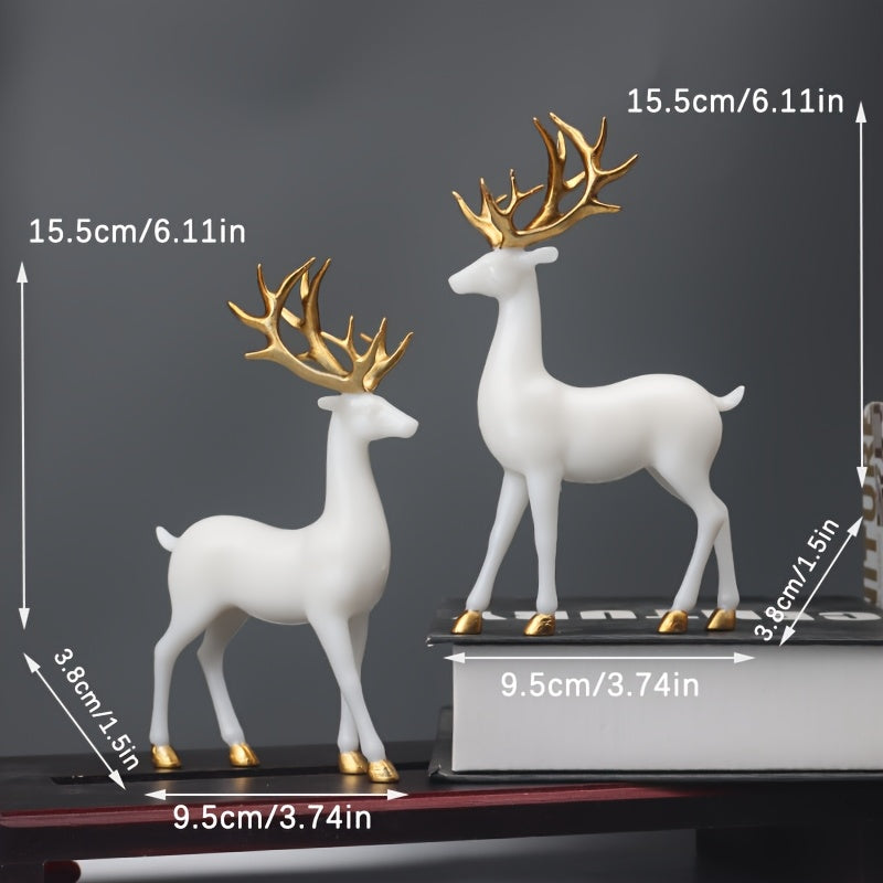 2pcs/set Golden & White Standing Deer – Romantic Home Decor Gift