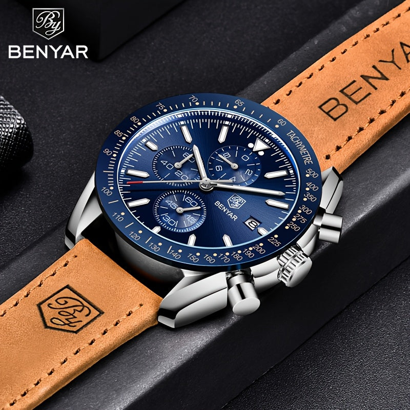 Men Analog Quartz Chronograph Waterproof Luminous Designer Mens Wrist Watches Business Work Sport Casual Dress Watch with Silicone Strap Elegant Gifts for Men