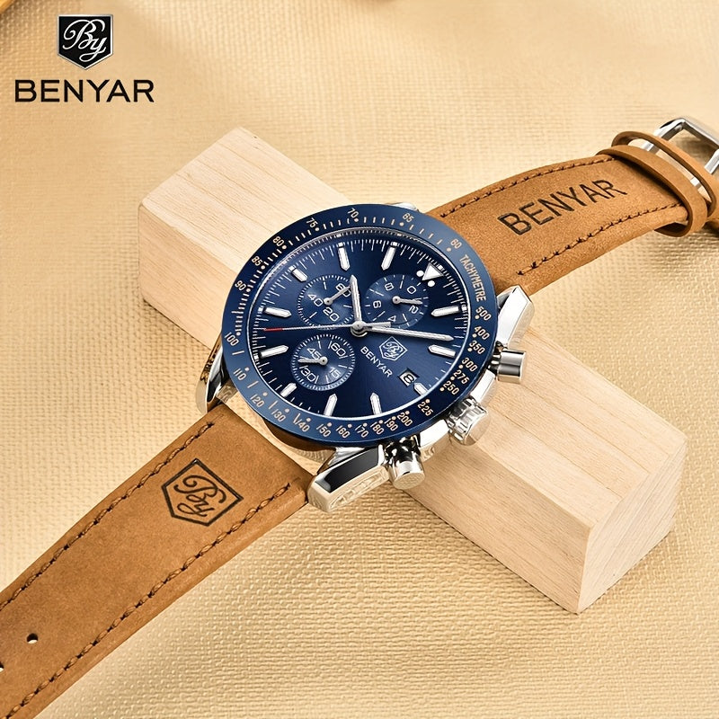Men Analog Quartz Chronograph Waterproof Luminous Designer Mens Wrist Watches Business Work Sport Casual Dress Watch with Silicone Strap Elegant Gifts for Men