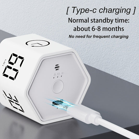 New 60-Minute Digital Timer with Type-C Charging & Large Display