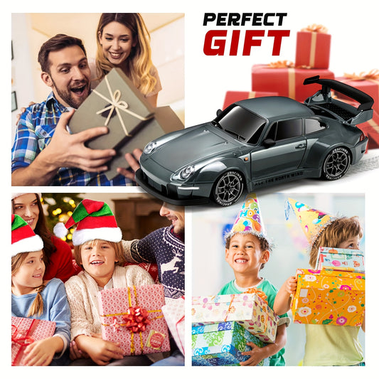 Remote Control Drift Car – 2.4GHz 4WD with LED Lights, Tires & Obstacle Tools | High-Speed RC Car for Kids | Ideal Gift for Birthday, Halloween & Christmas