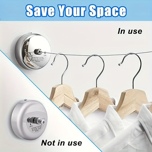 Heavy-Duty Retractable Clothesline – No-Drill, Stainless Steel, Space-Saving Design