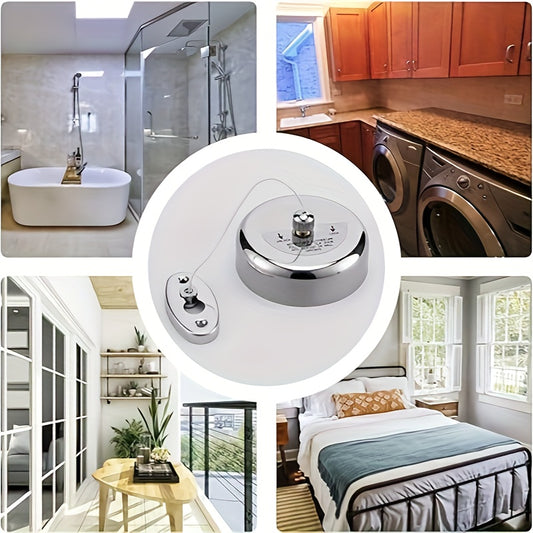 Heavy-Duty Retractable Clothesline – No-Drill, Stainless Steel, Space-Saving Design