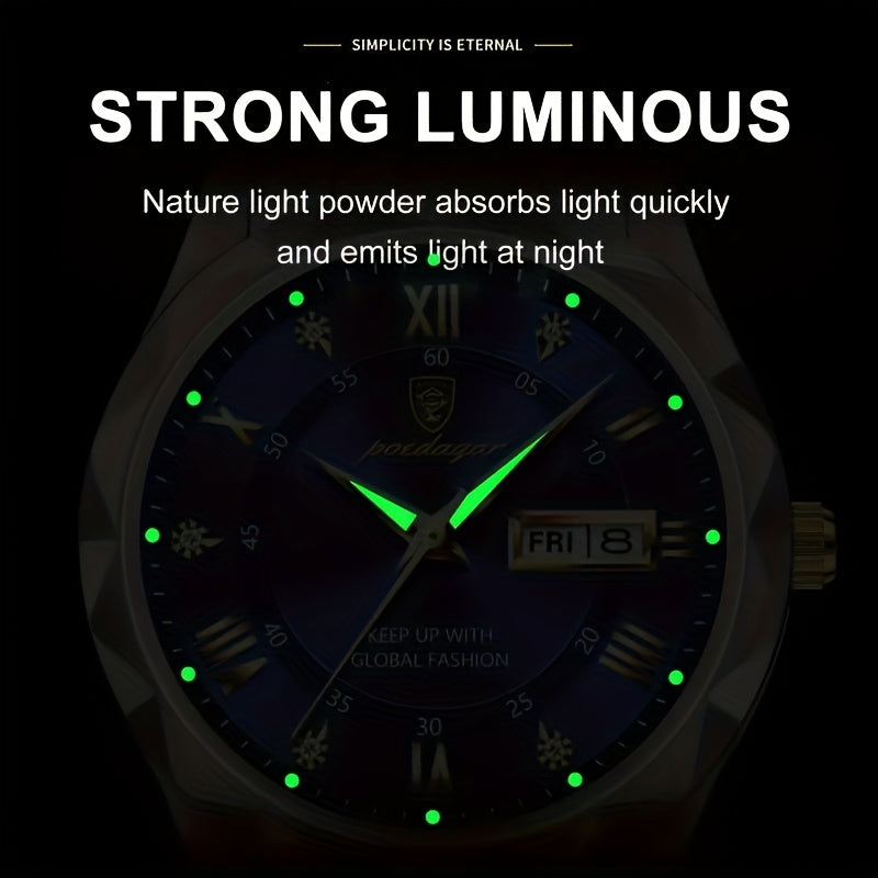 Poedagar Luxury Luminous Calendar Watch