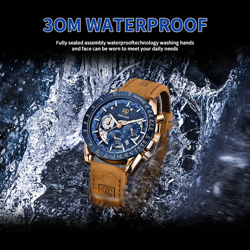 Men Analog Quartz Chronograph Waterproof Luminous Designer Mens Wrist Watches Business Work Sport Casual Dress Watch with Silicone Strap Elegant Gifts for Men