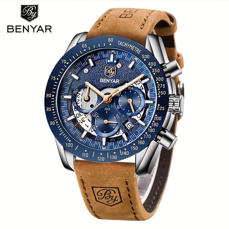 Men Analog Quartz Chronograph Waterproof Luminous Designer Mens Wrist Watches Business Work Sport Casual Dress Watch with Silicone Strap Elegant Gifts for Men