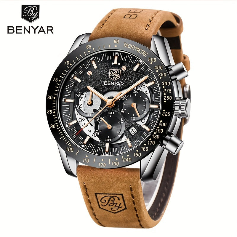 Men Analog Quartz Chronograph Waterproof Luminous Designer Mens Wrist Watches Business Work Sport Casual Dress Watch with Silicone Strap Elegant Gifts for Men
