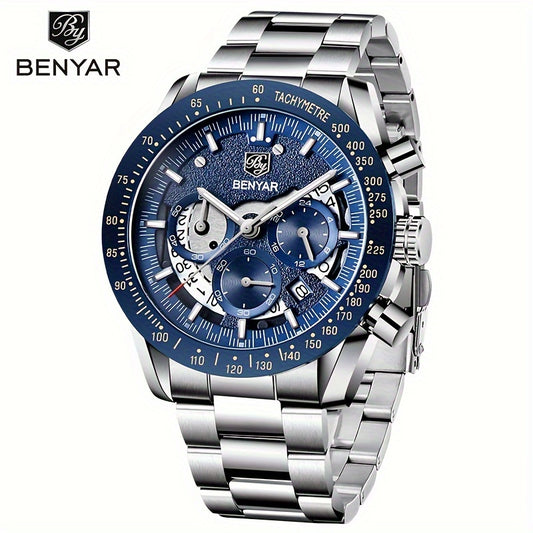 Men Analog Quartz Chronograph Waterproof Luminous Designer Mens Wrist Watches Business Work Sport Casual Dress Watch with Silicone Strap Elegant Gifts for Men