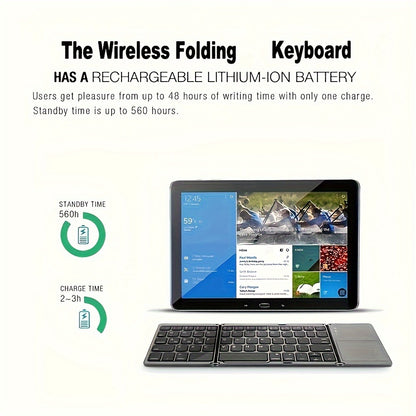 Ultra-Thin Wireless Folding Keyboard with Touchpad